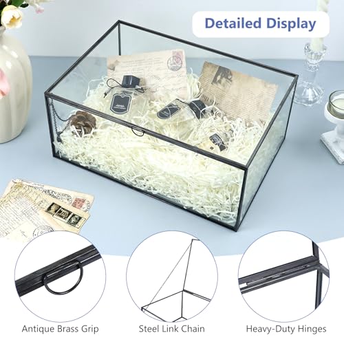 HighFree Vintage Glass Box with Lid - Clear Jewelry Glass Display Box Keepsake Box - Home Decor Decorative Box for Trinket Rings Bracelet (Black, X-Extra Large) - color: Black, size: X-Extra Large