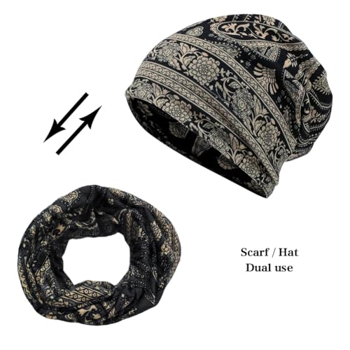 XYIYI Womens Chemo Headwear Hats Cotton Slouchy Beanie Cap Scarf - color: 2pcs Black Red