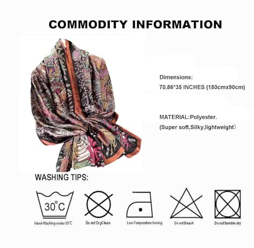 Acotavie Scarfs for Women Dressy Fashion Scarves Long Floral Pattern Scarf Lightweight Sunscreen Shawls - color: C020