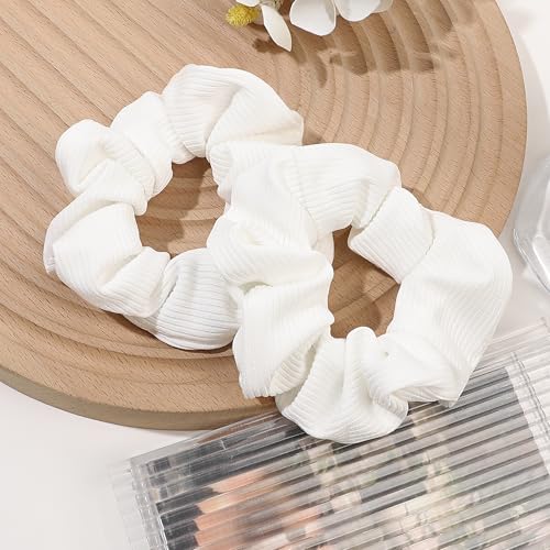 Soft Scrunchies for Women - No Crease, No Damage Hair Ties for Thick or Thin Hair in White - Ponytail Holders, 5-Pack - color: White