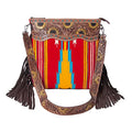 Merbaa Women Handtooled woolen saddle blanket hand woven Crossbody Bag - color: Red