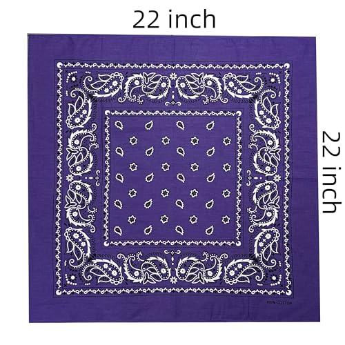 Vamqor 100% Cotton 10 Pack Fine Bandanas - color: Purple