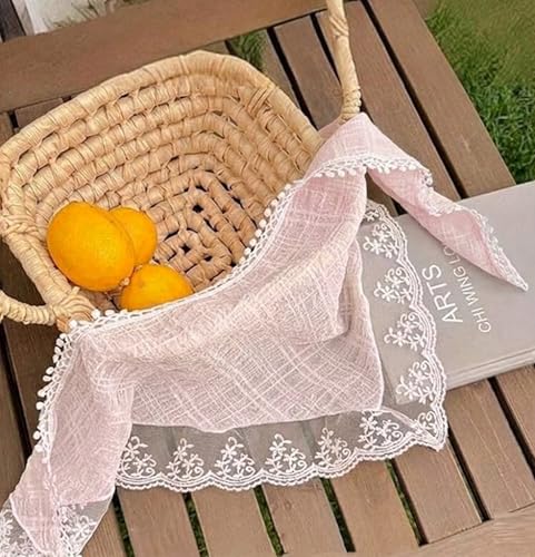 Huachi Pink Bandanas Head Scarf Headband for Women’s Hair - Lace Hair Scarf Bandana Headband - Cute Stylish Head Kerchief Summer Accessories - color: Pink
