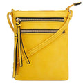 DELUXITY Crossbody Purse Bag Shoulder Bag Multi Pocket Zipper Purse - color: Yellow