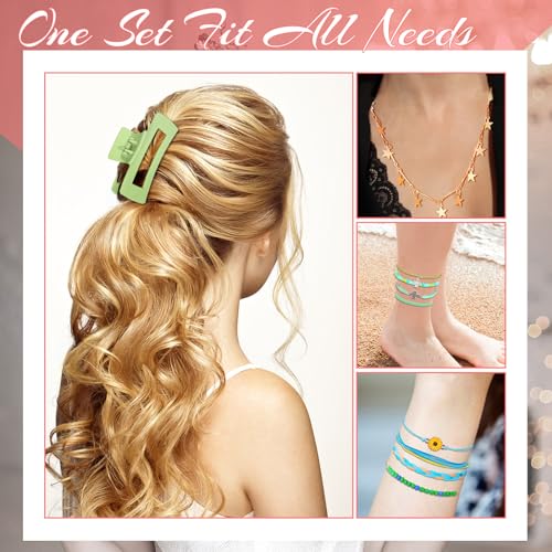 49 Pcs Boho Jewelry Set for Women, Surfer Wave Friendship Bracelets Layered Necklace Hair Clip, Summer Beach Gift - style: Cool