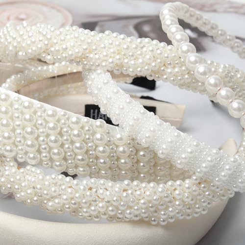 Cuizhiyu 5PK White Pearl Headbands for Women Girls Cute Pearl dainty Headbands Bling Faux Pearls Hairbands Wedding Hair Accessories hair hoop headband - color: Color A