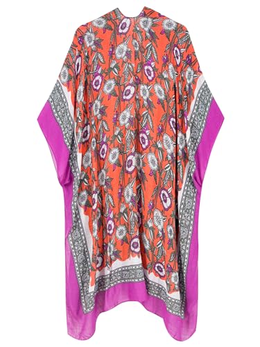 Breezy Lane Kimonos for Women Swimsuit Coverups Beach Cover Up Swimwear Cardigan Summer - color: Blossom Orange White