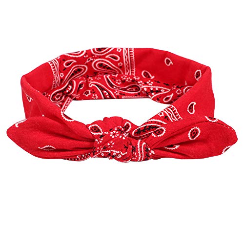 6 Pack Elastic Women Bandana Headbands boho Rabbit Ear Headwrap Bow Headbands Bandana hair bandanas for women (6 Colors Flower Printed Hairband) - color: 6 Colors Flower Printed Hairband