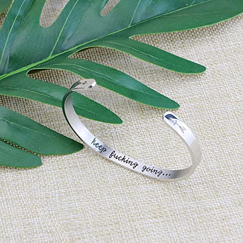 JoycuFF Funny Gifts for Women Birthday Gift Ideas Best Friend Bracelets Motivational Jewelry Inspirational Handmade Engraved Mantra Cuff Bracelet Personalized Christmas Graduation Gift