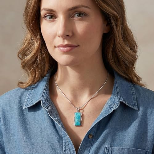 Turquoise Pendant Necklace Sterling Silver 925 (Sterling Silver Pendant with 20" Stainless Chain) - color: Turquoise