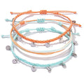 FANCY SHINY String Ankle Bracelets Waterproof Rope Anklets Braided Beach Boho Coin Anklets Cute Friendship Foot Jewelry for Women - style: Coral/Teal