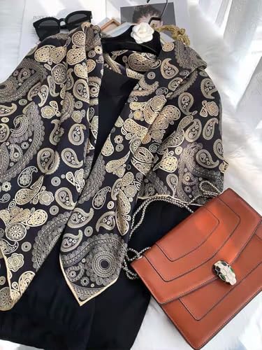 K-Elewon Large Square Scarf 43" Silk Scarf Fashion Scarves Silk Feeling Hair Wrapping Scarfs Night Sleeping Headscarf - color: Vb11