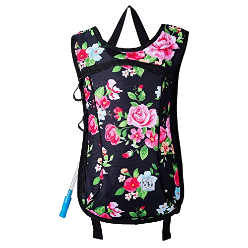 Vibe Festival Gear Rave Hydration Pack Backpack with 2L Water Bladder for Women Men – Festival Hydropack, Hydro Pack, Leak Proof, Lightweight – Teens, Party, Hiking, Running, Outdoor Sports - color: Retro Floral
