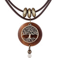 Brown Wooden Choker Chunky Pendant Necklaces for women - color: C