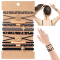 DIYDEC 10PCS Hair Ties Bracelet for Women 5 Styles Soft Braided Boho Hair Bands Elastic No Damage Hair Ties for Girls thick Thin Long Curly Hair Accessories(Black and Grey) - color: Black and Grey