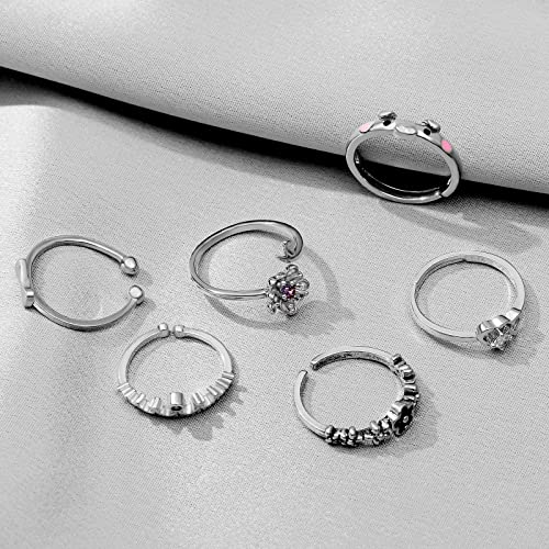 TAMHOO 20 Pcs Adjustable Rings Set for Women - Finger Rings Pack Stackable Rings for Teens- Cute Rings for Teen Girls -in Gold and Silver Tone - color: #4-Silver