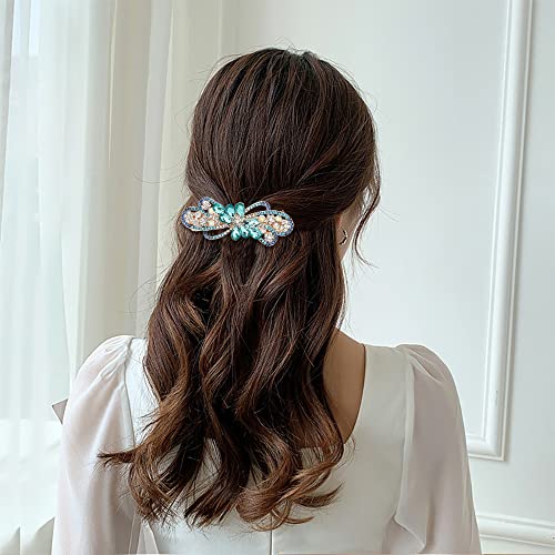 inSowni 4 Pack Luxury Glitter Sparkly Jeweled Gems Crystal Rhinestone Flower Metal French Barrettes Snap Alligator Hair Clips Headpieces Accessories for Women Girls - color: 4pcs Set E