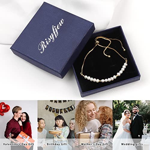 Dainty Pearl Chain Bracelets 14K Gold Bracelet for Women Adjustable Baroque Culture Jewelry Gifts for Mother Wife - color: 1-gold