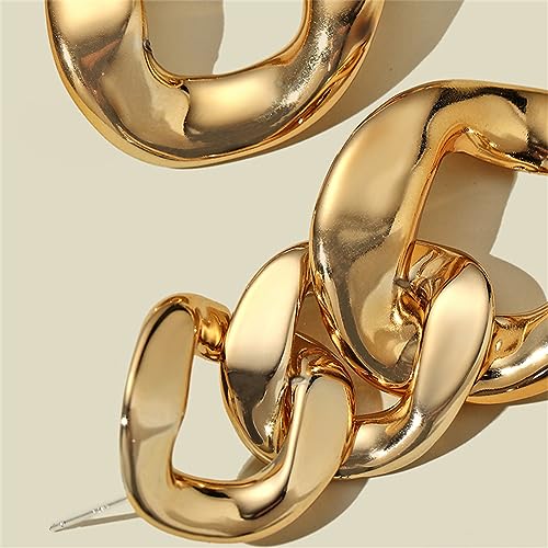 Charm Elegant Hollow Color Chain Acrylic Geometric Temperament Dangle Drop Earrings Bohemian Minimalist Hypoallergenic Jewelry Gift - color: Big Gold Earring