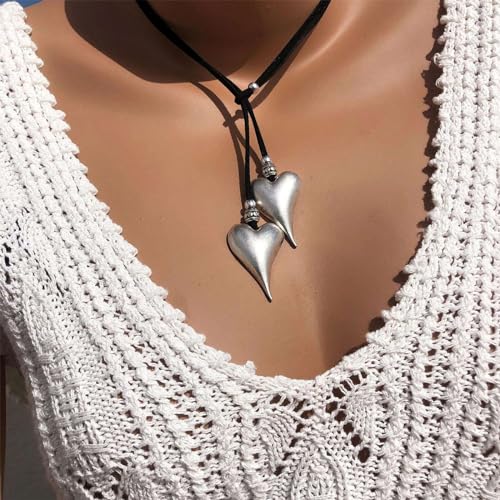 HUASAI Choker Necklace for Women Boho Necklaces Country Concert Outfits for Women Layered Western Choker Necklace Boho Cowgirl Jewelry Accessories Dress - color: K:Heart Boho Necklace