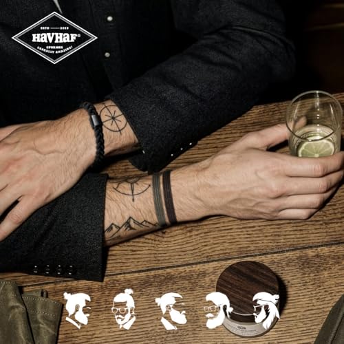 HAVHAF Knotted Mens Hair Ties For Men 5 pcs (Wide, Black) - No damage Crease Breakage Man Bun Hair Tie Men with Long Hair | For Buns Curly Thick Elastic Hair Ties For Guys | Perfect hairtie For Man - color: Black