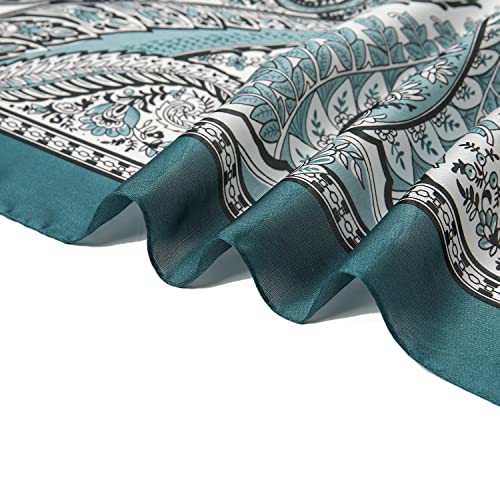 RIIQIICHY Women Head Hair Scarf Like Satin Silk Scarf Sleeping Hair Wrapping Night 27.5" - color: Black/White/Turquoise