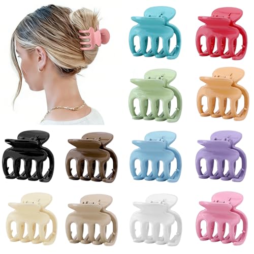 Sisiaipu 12Pcs Hair Clips for Women 1.8 Inch Small Claw Clips for Thin Hair Medium Hair Claw Clips for Thick Hair Accessories for Women Girls (Gloss Colorful) - color: Gloss Colorful