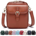 Leather Crossbody Bag for Women,Anti-Theft Messenger Bag with Large Capacity,Built-in Purse Card Slots Shoulder Sling Bag - color: Brown