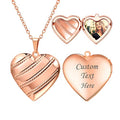 U7 Women Locket Necklace Platinum 14K Gold Photo Lockets that Hold Picture,Chain 20 Inch Personalized Gift Custom Love Heart Image Necklaces - color: 05# Rose Gold Stripe
