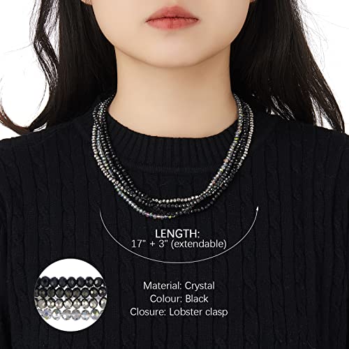 Noessla Beaded Statement Necklaces for Women Layered Chunky Bead Necklace Fashion Costume Jewelry Gifts for Mom - color: 029-Black