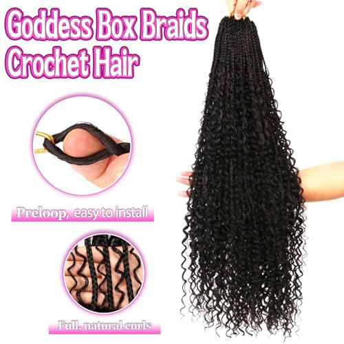Goddess Boho Box Braids Crochet Hair-8 Packs 30 Inch Crochet Box Braids for Black Women Pre Looped (1B#, 30 Inch (Pack of 8)) - color: 1B#, size: 30 Inch (Pack of 8)