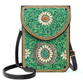Small Beaded Crossbody Bag for Women, Boho Cell Phone Shoulder Purse Wallet with Handcrafted Colorful Beads - color: Gemstone-green