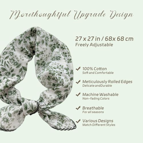 Cotton Bandana,Large Bandanas for Women,Head Coverings for Women,Head Scarf Handkerchief, Square Headband 27" x 27" - color: 27-07-plum-green