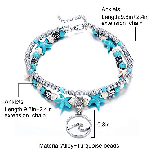 Fesciory Puka Shell Anklet for Women Summer Natural Cowrie Adjustable Ankle Bracelet, Handmade Boho Hawaiian Beach Seashell Jewelry - color: D:Wave