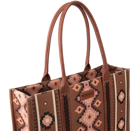 Wrangler Tote Bag for Women Western Purse and Aztec Satchel Handbag - color: Angel Diamond Oakwood
