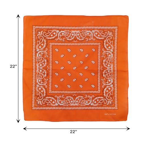 Motique Accessories 22 Inch Cotton Paisley Bandana - color: Light Orange