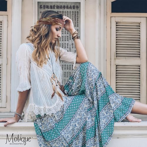 Motique Accessories Stretchy Headwrap Tye Dye Boho Wide Hair Band Yoga (Rust) - color: Rust