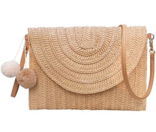 Dailyacc Straw Shoulder Bag For Women Woven Purse Beach Envelope Clutch Straws Wallet | Straw - color: A - Khaki