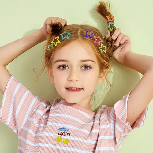 Star Hair Clips Snap Hair Barrettes Non Slip Star Hair Accessories Multiple Colors Metal Hair Clips for Girls Women -15 PCS 1.18" - color: 15 P -1.18"-Spotted color
