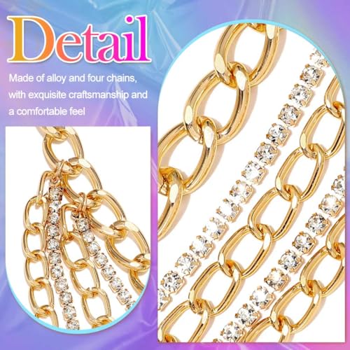 Nicute Gold Chain Belt Layered Waist Chain Sparkly Body Chain Jewelry for Women - color: Gold