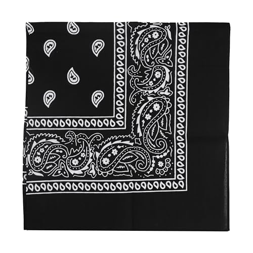 Motique Accessories 22 Inch Cotton Paisley Bandana - color: Black