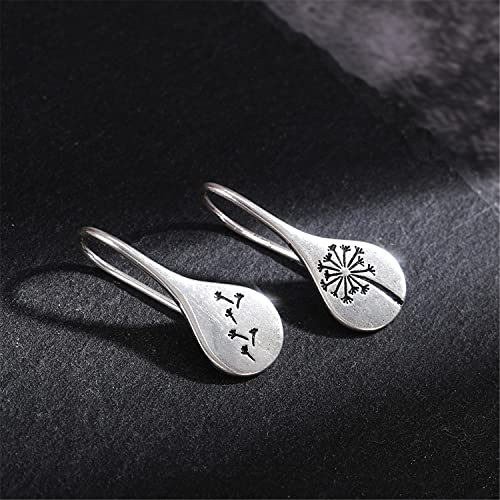 Handmade Lightweight 925 Sterling Silver Dandelion Dangle Drop Earrings for Women Teen Girls Water Drop Vintage Silver Flower Mountain Tree Dangle Earrings Jewelry Gifts for Mom Lover - color: Silver 2