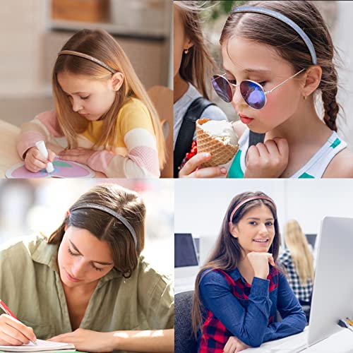 Fishdown Thin Glitter Headbands 6 Pack, Including Gold, Silver, Rose Red, Pink, Blue, Light Blue for Girls and Women, Non-slip Upgraded Sequin Headband with Soft Fabric Cover - color: Color-2