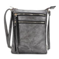 DELUXITY Crossbody Purse Bag Shoulder Bag Multi Pocket Zipper Purse - color: Pewter