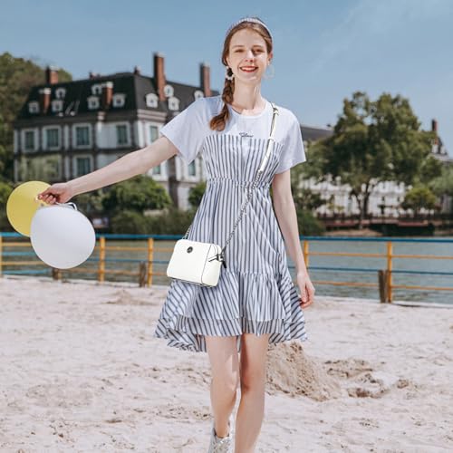 Genuine Leather Small Crossbody Bags for Women | Lightweight Shoulder Purse, Designer Handbag with Adjustable Strap, Casual Travel Everyday Bag - color: H-white