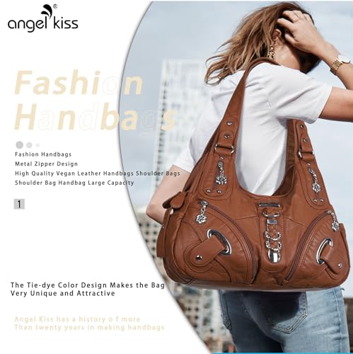 Angelkiss Hobo Purses and handbags for Women Satchel Handbag Women Purses Large Daily Shoulder Bags | Purses - color: Brown