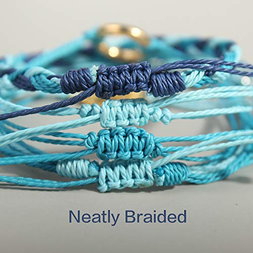 FANCY SHINY Easter Gifts Basket Stuffers Sunflower String Bracelet Boho Braided Rope Wrap Bracelets Cute Summer Beach Surfer Jewelry for Women - color: Skyblue