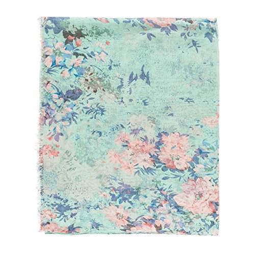 MELIFLUOS DESIGNED IN SPAIN Scarf for Women Lightweight Floral Flower Scarves for Summer Fall Shawl Wrap - color: Barcelona Collection 1 - Green Floral