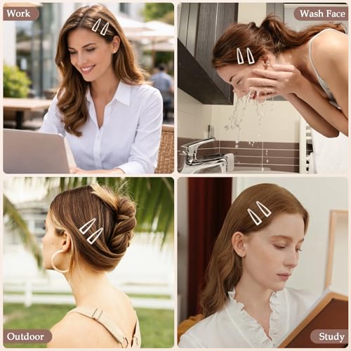 10 Pcs Double Grip Hair Clips, Sightor Metal Snap Hair Clips Hair Barrettes for Women Hair Making Salon Supplies Hair Accessories (Beige) - color: Beige