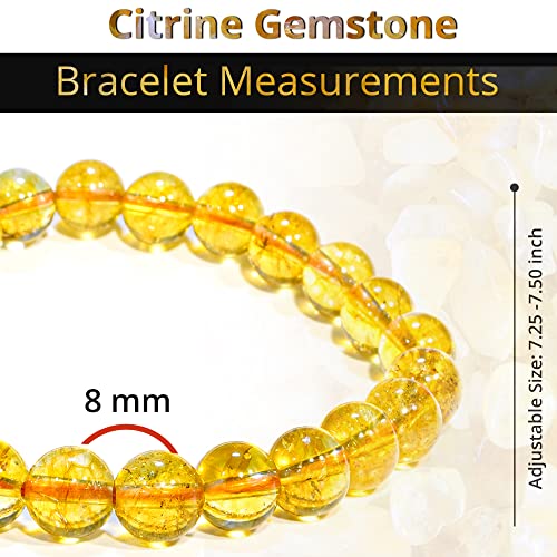 ANAYA AGATE Healing Crystal Bracelet for Women and Men – 8mm Round Beaded Bracelet for Men and Women – Unisex Stretchy Gemstone Bracelet for Healing and Protection - color: Citrine Heated